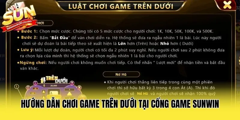 Hướng dẫn chơi game trên dưới tại cổng game Sunwin