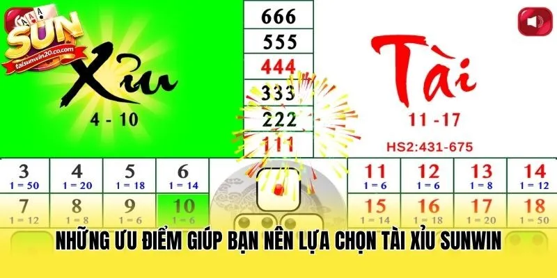 Những ưu điểm giúp bạn nên lựa chọn tài xỉu Sunwin